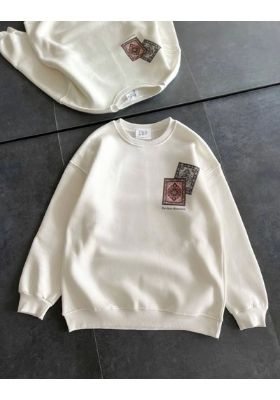 Veraura Lifestyle Bisiklet Yaka Baskılı Sweatshirt - Beyaz
