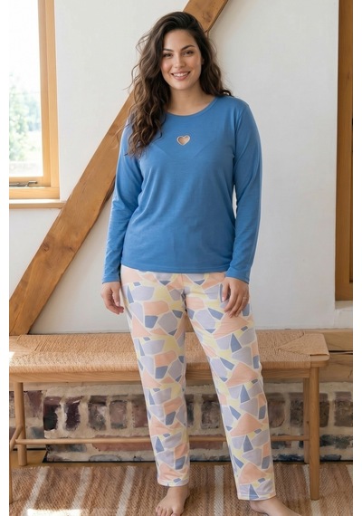 Siyah İnci Desenli Nakışlı Büyük Beden Battal Boy Viskon Örme Pijama Takım 26224822 mavi Siyah İnci Desenli Nakışlı Büyük Beden Battal Boy Viskon Örme Pijama Takım 26224822 mavi