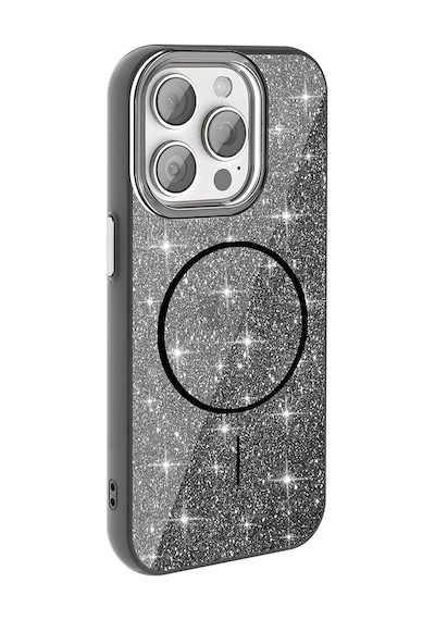 Zore Apple Uyumlu iPhone 15 Pro Max Kılıf Magsafe Şarj Özellikli Parlayan Simli Okso Kapak - P Pembe