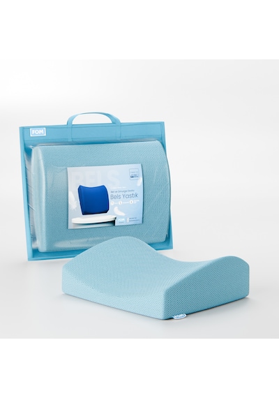 Fom Bels Visco Konforlu ve Ortopedik Bel Destekli Yastık 40 x 34 x 12 Açık Mavi﻿﻿ Çok Renkli