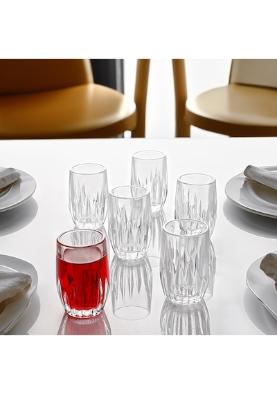 Kosova Kristal Desen 7 Cm Kahve Yanı Bardak Şık Ve Zarif Sunumlar İçin 6 Lı Set Şeffaf