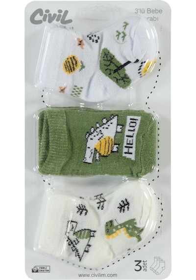 Civil Baby Hello Dino Desen Asetat 0-24 Ay Çorap Setleri - Standart Standart