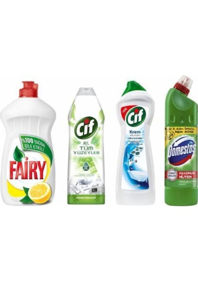 Fairy Deterjan 1350ML+Domestos Yüzey 750ML+Cif 750 ML+Domestos 750 ML