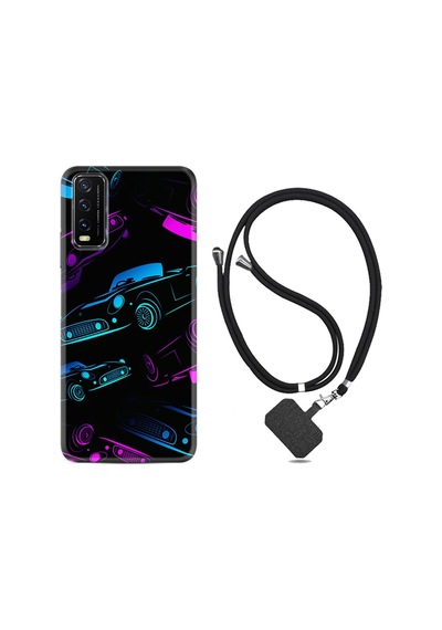 Vivo Y20 Kılıf Boyun Askılı Cars Neon 1618