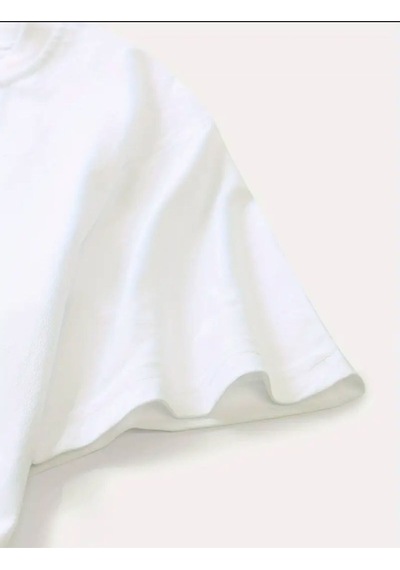Medinenur Göğüs Baskılı Basic T-shirt Beyaz