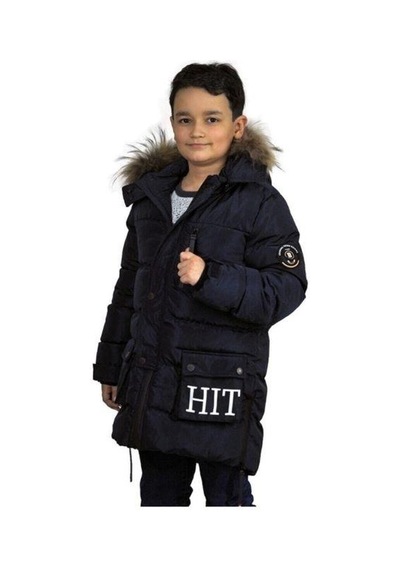 Benitto Erkek Çocuk İç Cepli Tüylü Kapüşonlu Çift Cepli Mont-14764 Lacivert