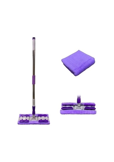 Sihirli Spin Mop Teleskopik Çok Amaçlı Mop +1 Bez Hediyeli - Mor 5468