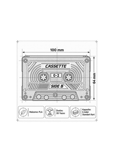 Kasetcep Retro Kaset Kartlık Pembe