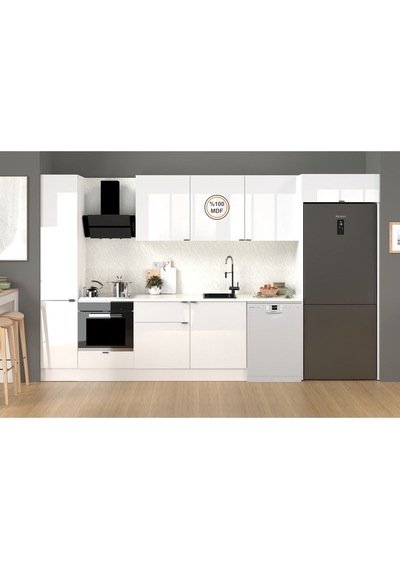 360 Cm %100 Mdf Tezgahlı Efil Ankastre Mutfak Dolabı Beyaz