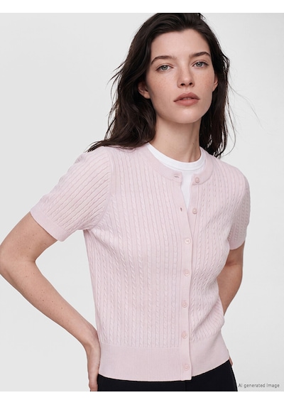 Lcw Comfort Pembe Bisiklet Yaka Kadın Triko Hırka