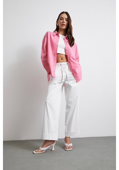 Never More Lendy Keten Gömlek Pembe Pembe