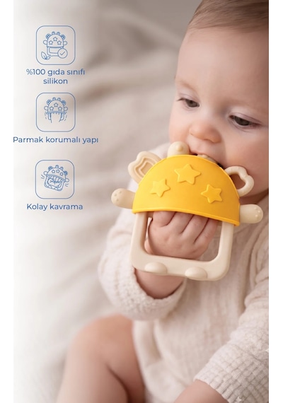 Babyjem Crabby Tutma Halkalı Silikon Diş Kaşıyıcı Sarı