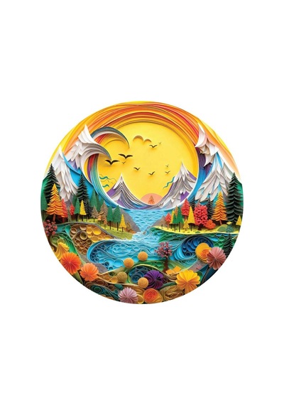 Kağıttan Manzara 570 Parça Round Puzzle