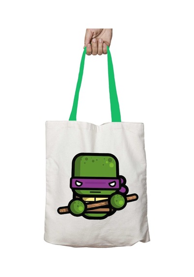 Art Hediye Yeşil Kulplu Simpler Donatello Teenage Mutant Ninja Turtles Yıkanabilir Omuz Çanta Çok Renkli