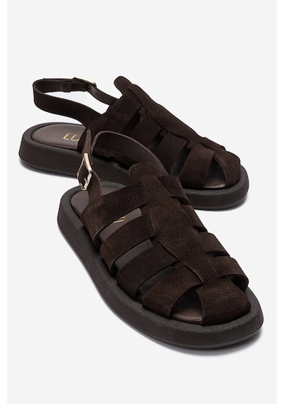 Luvishoes Joura Kahverengi Süet Hakiki Deri Kadın Sandalet