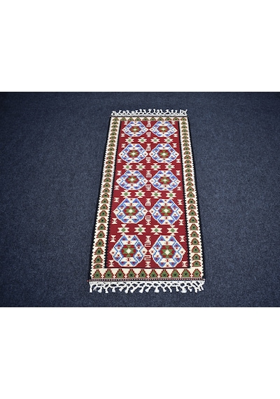 Zehra Abla Halı Yeni El Dokuma Otantik Doğu Anadolu Van Yün Kilim 7305 Çok Renkli
