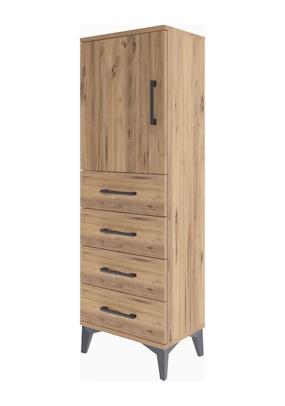 Arges Dolap 2 Raflı 4 Çekmeceli Tek Kapaklı 44x30x134 Çam-çam Atlas Çam