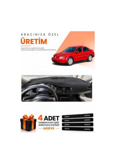 Volkswagen Bora 1998-2005 Uyumlu Torpido Koruma Örtüsü Oto Kılıfı - Siyah
