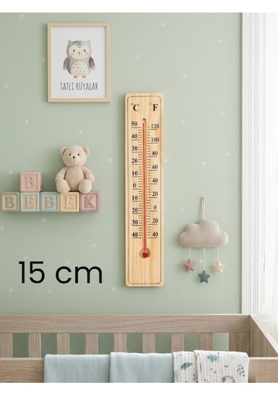 Mucit Home Ahşap Bebek Odası Termometre Duvar Tipi