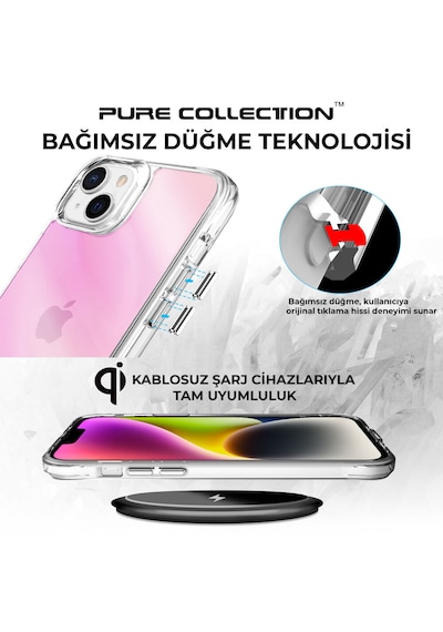 Bix iPhone Uyumlu 14 Plus / 15 Plus Pure Rainbow Renk Geçişli Şeffaf Kılıf Çizilmeye Dayanıklı Darbe Emici Pembe Bix iPhone Uyumlu 14 Plus / 15 Plus Pure Rainbow Renk Geçişli Şeffaf Kılıf Çizilmeye Dayanıklı Darbe Emici Pembe
