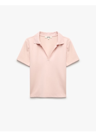 Koton Regular Fit Kısa Kollu Polo Yaka Tişört Pembe 7wak50070ek Gül