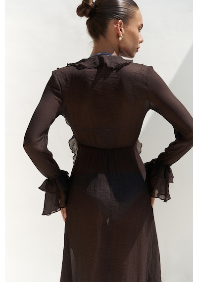 Mai Collection Mai Studios Co. Freya Kahve Uzun Elbise Kahve