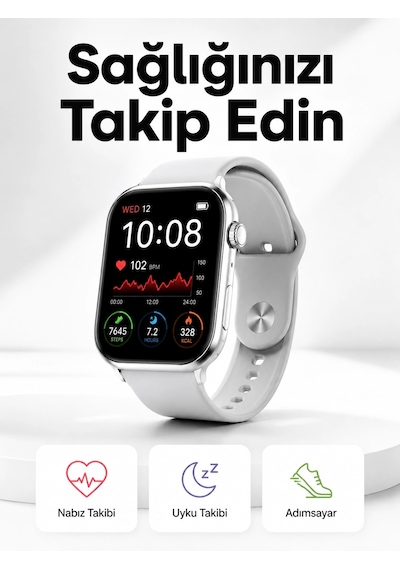 Mey İthalat Yeni Nesil Akıllı Saat Adımsayar, Gps, Nabız Ölçer, Uyku Ve Zindelik Takibi Kopya