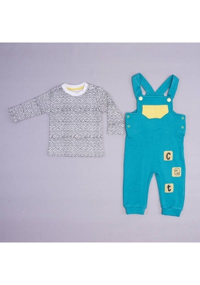Aydodo Erkek Bebek Kedi Temalı Salopet Bady 1-6 Ay Mint