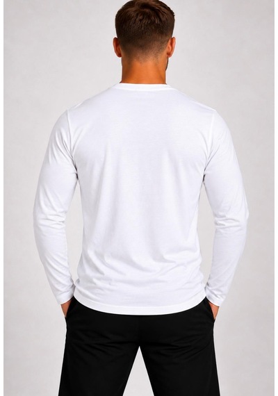 Axxel Erkek V Yaka Uzun Kollu T-shirt-d8004 Beyaz