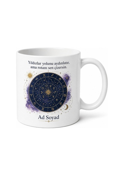 Astroloji Haritası Yükselen Burç Ay Burcu Gökyüzü Rehberi Kupa Bardak Hediye Tupya10187 Beyaz / Çok Renkli