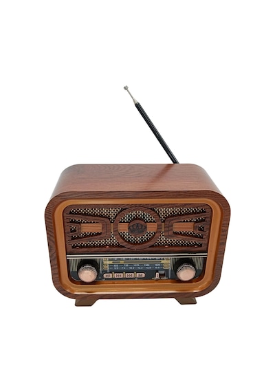 Radyo Retro Ceviz Bluetooth Hoparlör Tf Kart Şarjlı Led N1b2