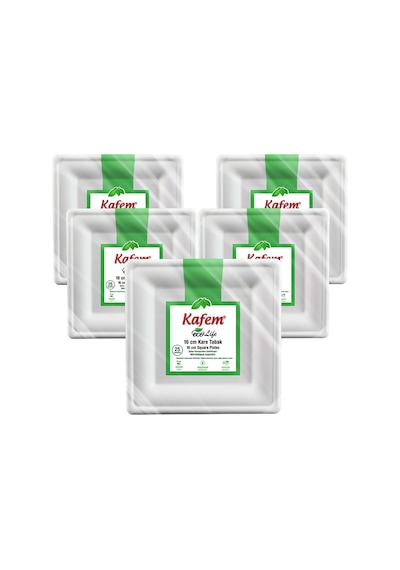 Kafem Ekolojik Kare Tabak 16 Cm 25 Li X 20 Paket Koli