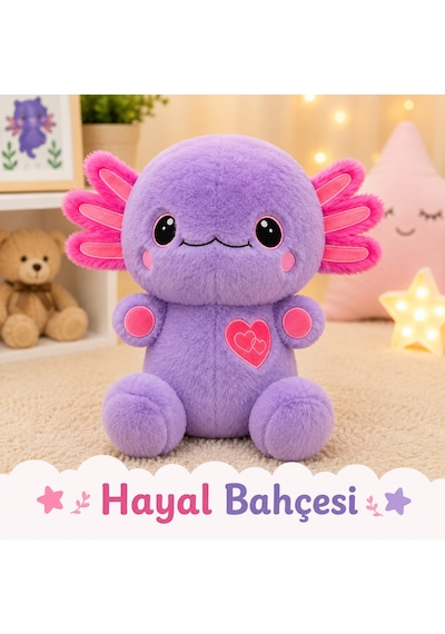 Aksolotl Peluş 35 Cm Açık Mor