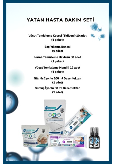 Doctor Silver Ion Gümüş İyonlu Yatan ve Evde Hasta Bakım Seti + Perine Mendili 50’li
