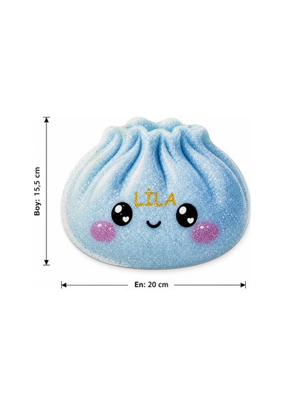 Dumpling Squishy Çin Mantısı Temalı Kişiye Özel Mdf Çocuk Odası Süsü Mavi