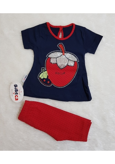 Candysbebe Kiraz Baskılı Bebek Takımı Kırmızı-Pembe