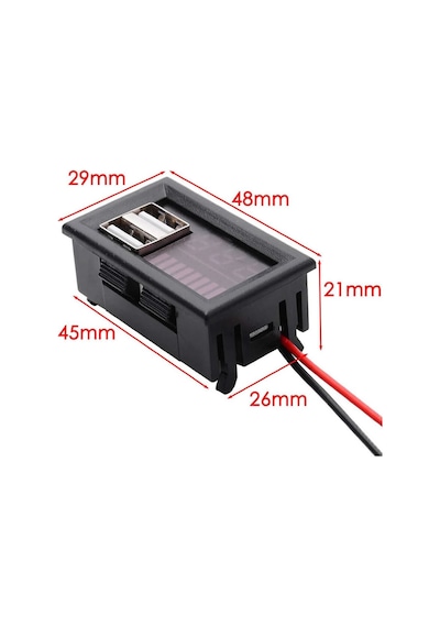 Usb Soketli Voltmetreli Akü Kapasite Göstergesi 12v Pil