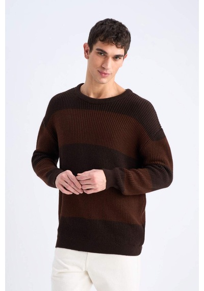 DeFacto Oversize Geniş Kalıp Bisiklet Yaka Triko Kazak E5372AX24WNBN497