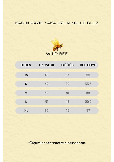 Wild Bee Kadın Haki Kayık Yaka Uzun Kollu Bluz