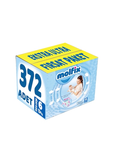 Molfix Bebek Bezi 6 Numara Xlarge Ekstra Ultra Fırsat Paketi 372 Adet 6'lı