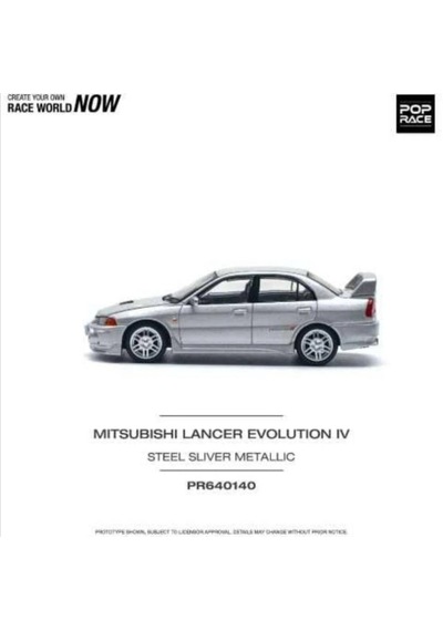 Pop Race Mitsubishi Lancer Evolution Iv Steel Silver Metallic 1:64 Diecast Model Araba Pr64-140 Gri