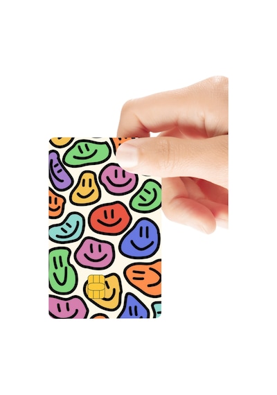 Gülen Yüzler Figürlü Temalı Parlak Kredi/banka Kart Kaplama Sticker Standart