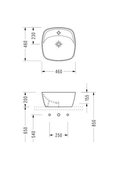 Serel - Batarya Banklı Çanak Lavabo 46x46 Cm Beyaz - 3051txs110h Diğer