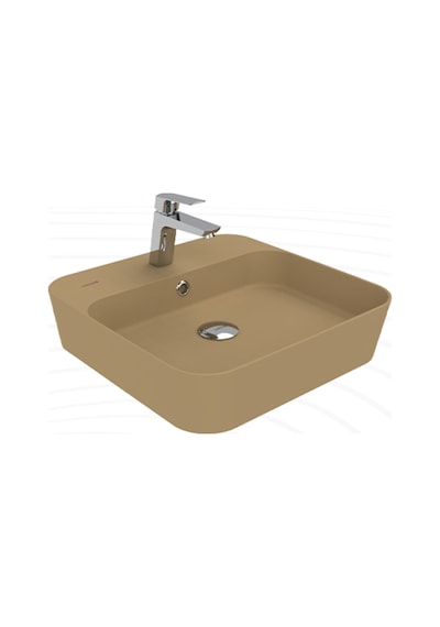 Creavit Loop Kare İnce Çanak Lavabo 45 Cm Mat Cappuccino Lp046-00cm00e