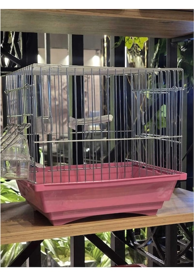 Ceritoğlu Kanarya , Muhabbet Ve Doğa Kuşları Ötüm Ve Besleme Kafesi Çekmeceli Ve Izgaralı-pembe