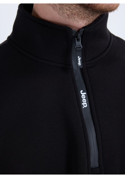 Jeep Dik Relaxed Düz Siyah Erkek Sweatshirt C4wm-swt4256