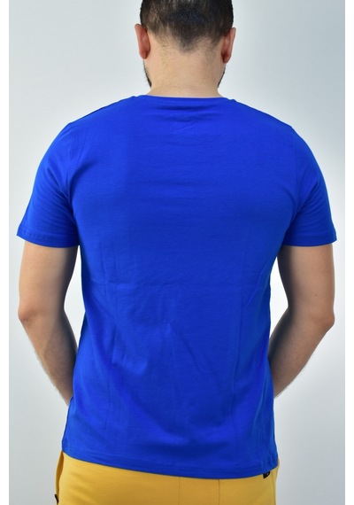 Escetic Erkek Saks Mavisi Slim Fit T-Shirt-3295