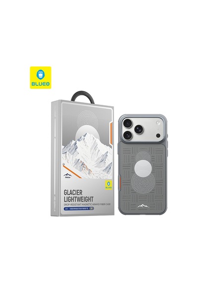 İphone 18 Pro Max Uyumlu Glacier Magsafe Aramid Fiber Kılıf Kevlar Tasarımlı Hafif Darbe Emici Gri
