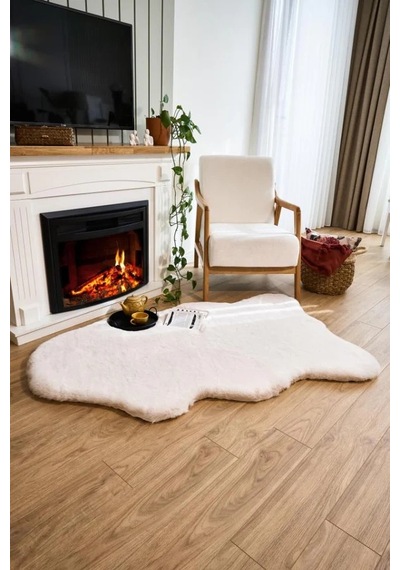 Apex Palma Krem Peluş Post Şekilli Halı Krem