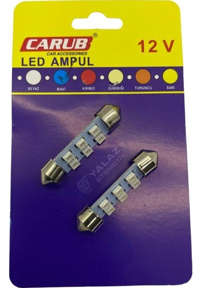 12v Sofit Ampul 6 Ledli Mavi 39 Mm 2 Ad